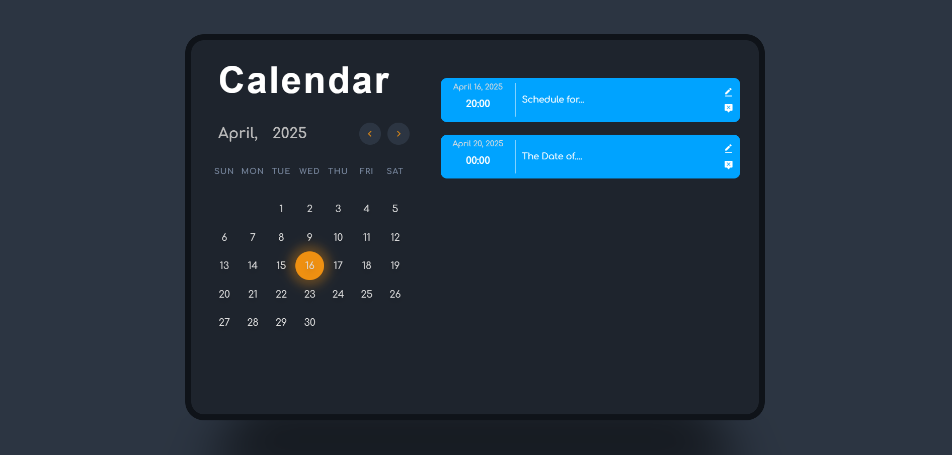 Calendar App preview
